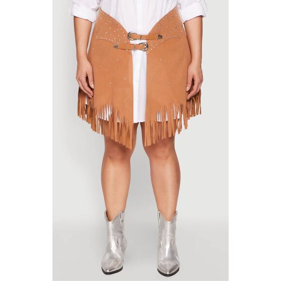 Western Style studded fringe over skirt - Picture 1 of 8